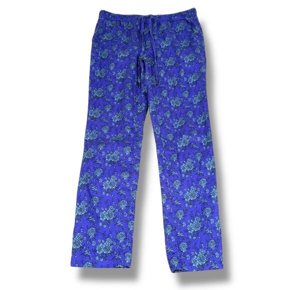 Wildfang Blue Floral Straight Leg Pants - Picture 1 of 10